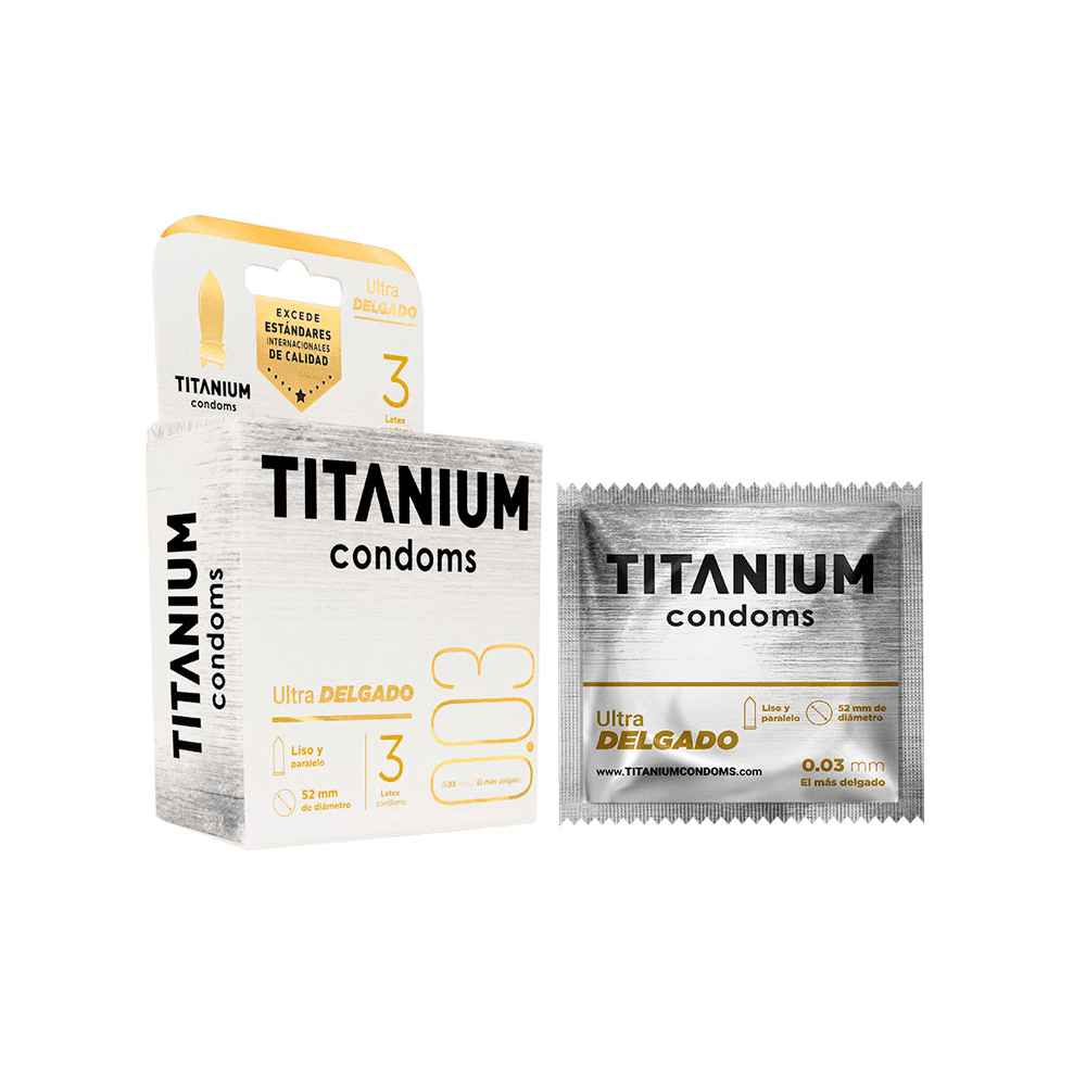 Condones Titanium Ultra Delgado x 3 Unidades